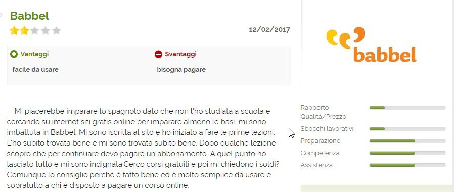 Recensioni negative Babbel